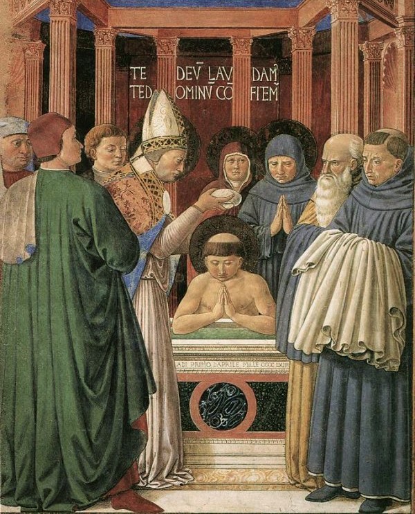 Battesimo di Agostino: dal ciclo di affreschi di Benozzo Gozzoli nella chiesa di sant'Agostino a San Gimignano