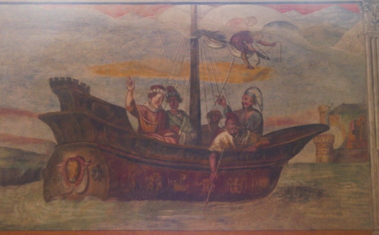 Agostino si imbarca per Roma: dal ciclo di affreschi di Benozzo Gozzoli nella chiesa di sant'Agostino a San Gimignano