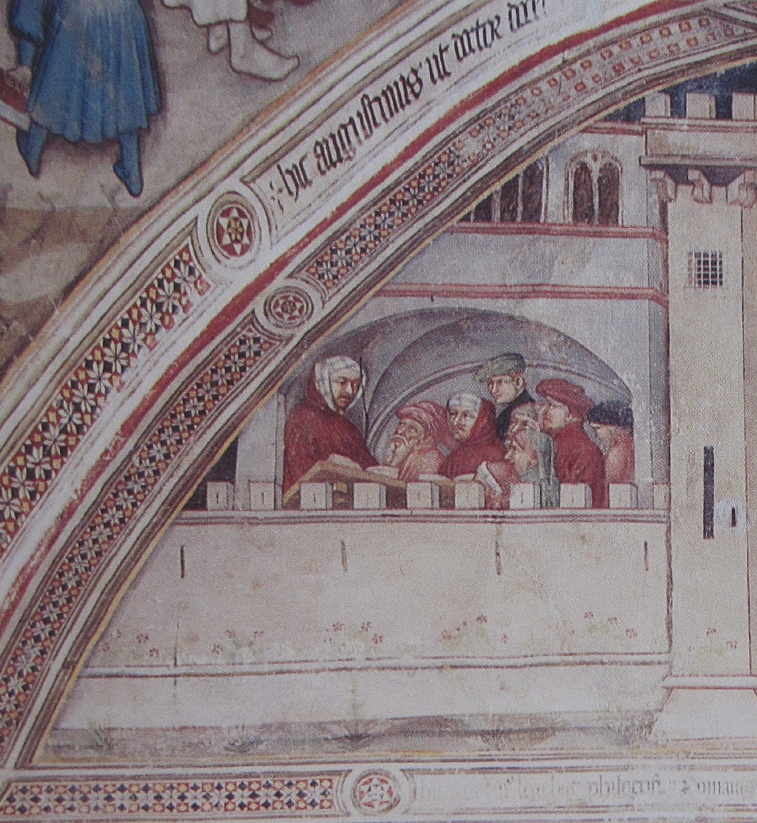 Agostino insegna a Roma: affresco di Ottaviano nelli a Gubbio