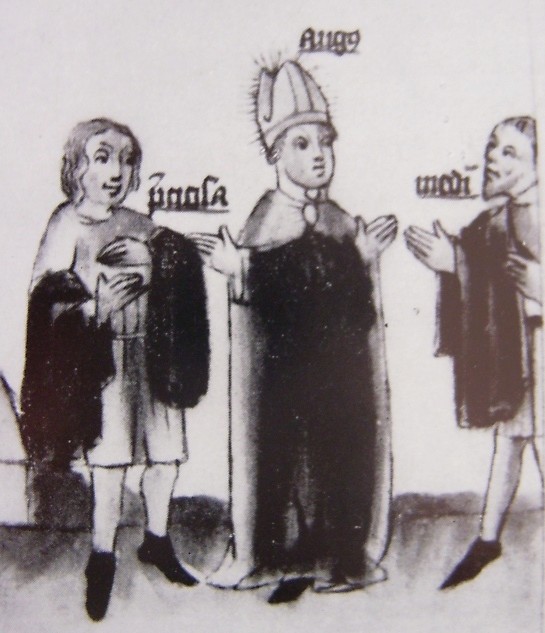 Agostino mette in guardia dalle ricercatezze del vestire, immagine tratta dalla Historia Augustini