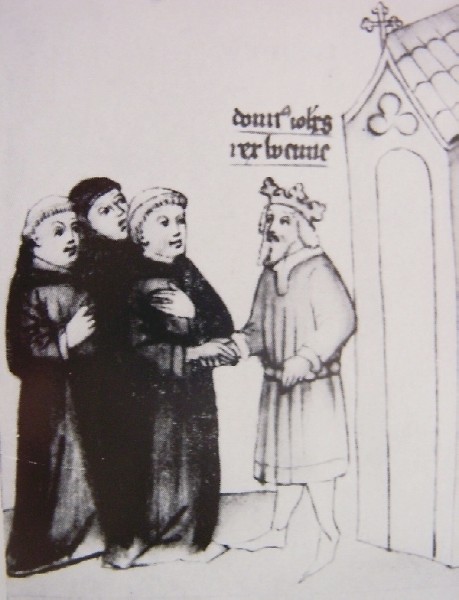 Giovanni di Lussemburgo in pellegrinaggio a Pavia, immagine tratta dalla Historia Augustini