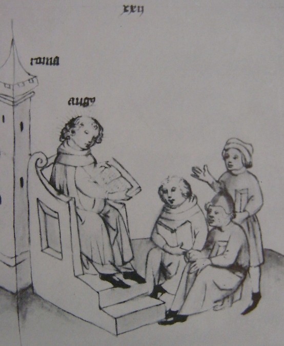 Agostino insegna retorica a Roma, immagine tratta dalla Historia Augustini
