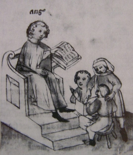 Agostino insegna retorica a Milano, immagine tratta dalla Historia Augustini