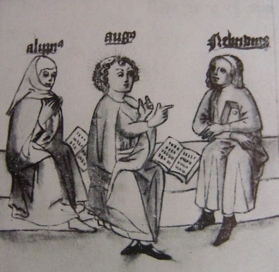 Agostino e Nebridio riflettono sulle loro passioni, immagine tratta dalla Historia Augustini