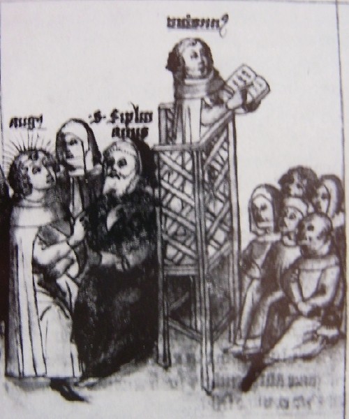 Simpliciano narra la conversione di Vittorino, immagine tratta dalla Historia Augustini
