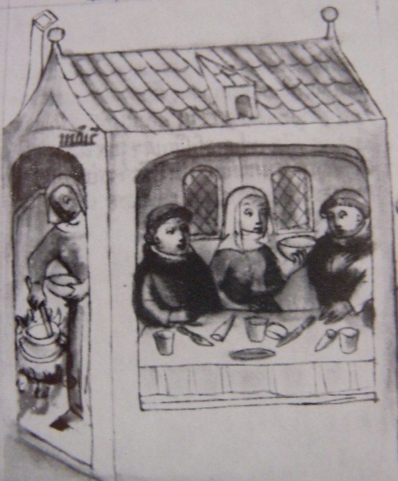 Monica accudisce i monaci come propri figli, immagine tratta dalla Historia Augustini