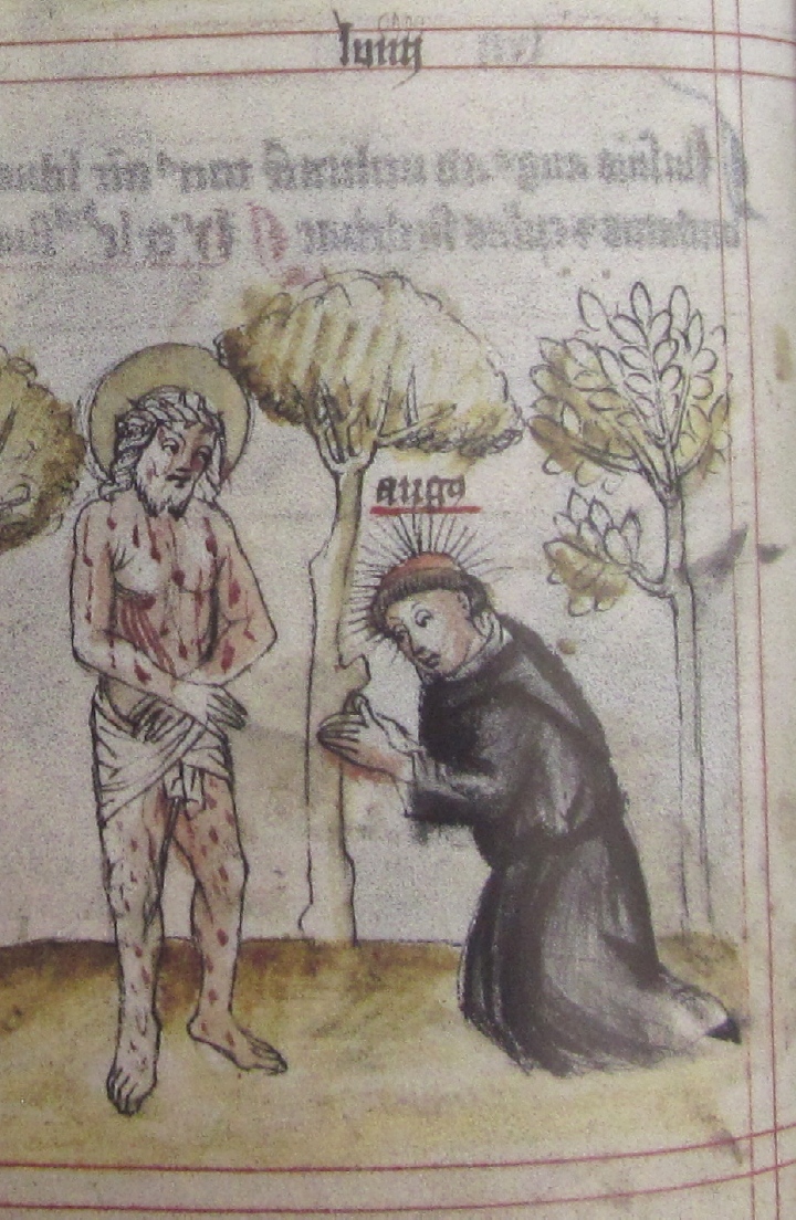 Agostino piange la Passione di Cristo, immagine tratta dalla Historia Augustini