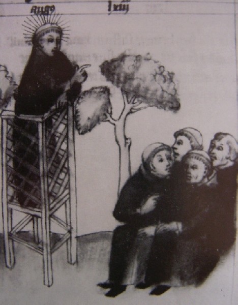 Agostino insegna ai monaci, immagine tratta dalla Historia Augustini