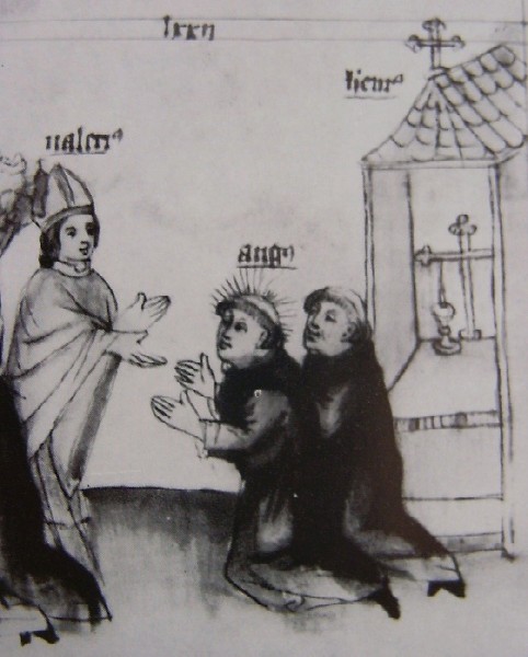 Valerio visita il monastero di Agostino, immagine tratta dalla Historia Augustini