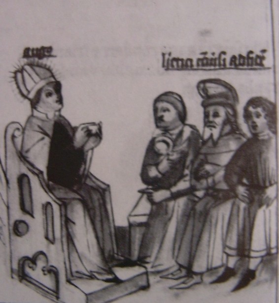 Agostino opera delle conversioni, immagine tratta dalla Historia Augustini