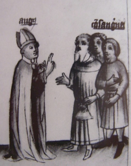 Agostino rifiuta ai familiari l'eredit, immagine tratta dalla Historia Augustini