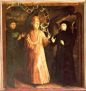 Agostino commenta ad Alipio il racconto di Ponticiano, nel pannello del Maestro di Uttenheim nel convento di Novacella