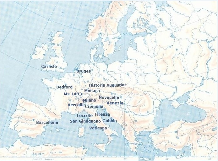 Localizzazione dei cicli agostiniani in Europa nel Quattrocento