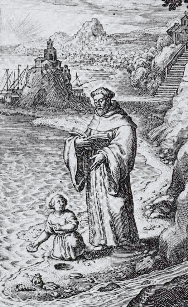 Il mistero della Trinit: Agostino incontra il bambin Ges su una spiaggia, dalla stampa di Bolswert pubblicata a Parigi nel 1624