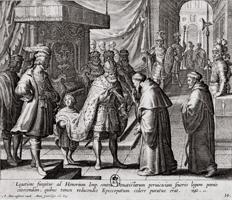 Ambasciata di Agostino presso l'imperatore Onorio, dalla stampa di Bolswert pubblicata a Parigi nel 1624