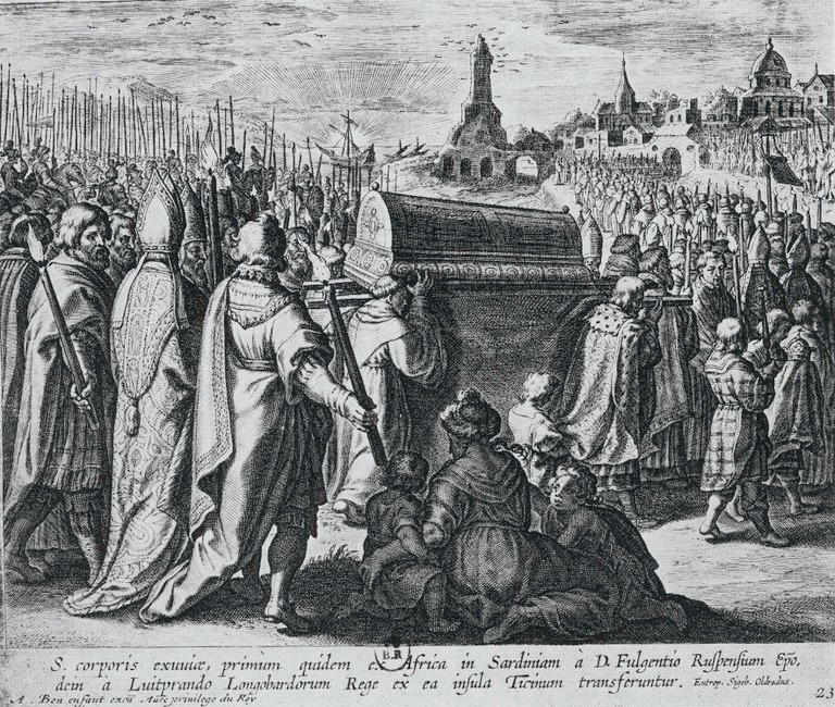 Traslazione delle reliquie, dalla stampa di Bolswert pubblicata a Parigi nel 1624