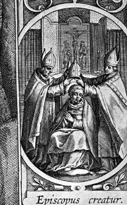 Agostino consacrato vescovo nella stampa di Collaert alla Biblioteca Nazionale di Parigi