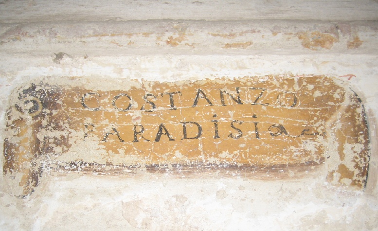 L'iscrizione che ricorda Costanzo Paradisi a Corciano, foto di Marco Mariotti Paradisi con l'autorizzazione del proprietario signor Paolo Massini