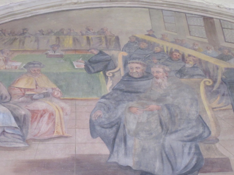 Agostino confuta Fortunato spiegando il simbolo della fede cattolica. Lunetta nel chiostro del convento agostiniano di Cortona