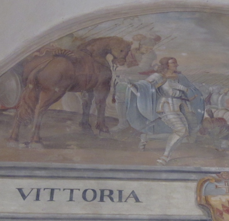 Agostino defunto appare nel pericolo a Francesco Gonzaga, duca di Mantova, lunetta del chiostro del convento agostiniano di Cortona
