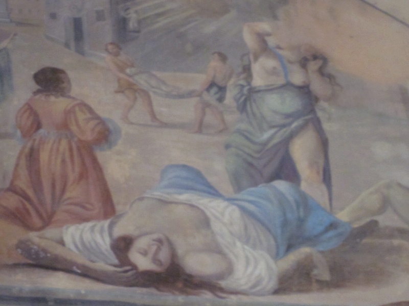 Agostino salva Pavia dalla peste, lunetta nel chiostro del convento agostiniano di Cortona