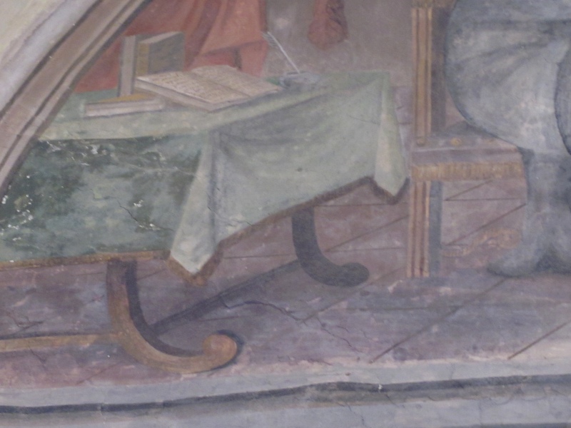 Agostino consegna la regola ai suoi monaci, lunetta nel chiostro del convento agostiniano di Cortona