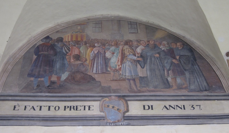 Ordinazione sacerdotale di Agostino nel chiostro del convento agostiniano di Cortona
