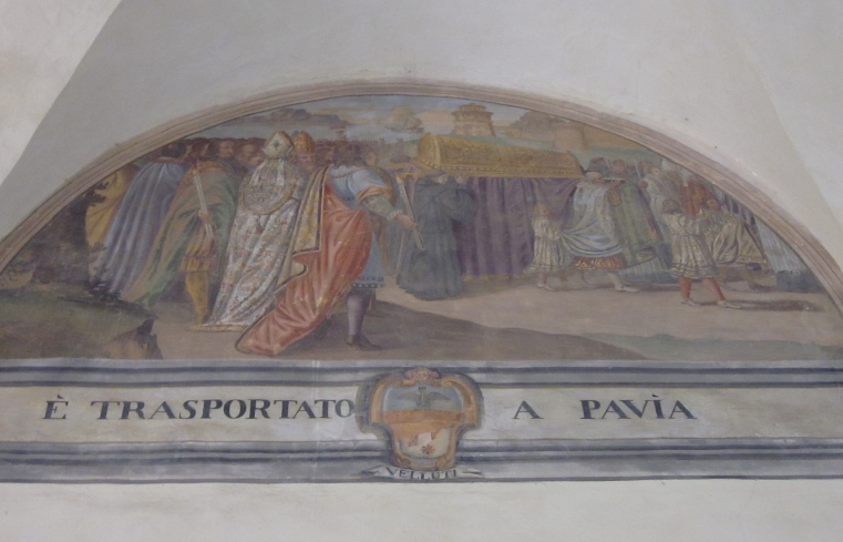 Traslazione delle reliquie di Agostino nella citt di Pavia, lunetta nel chiostro del convento agostiniano di Cortona
