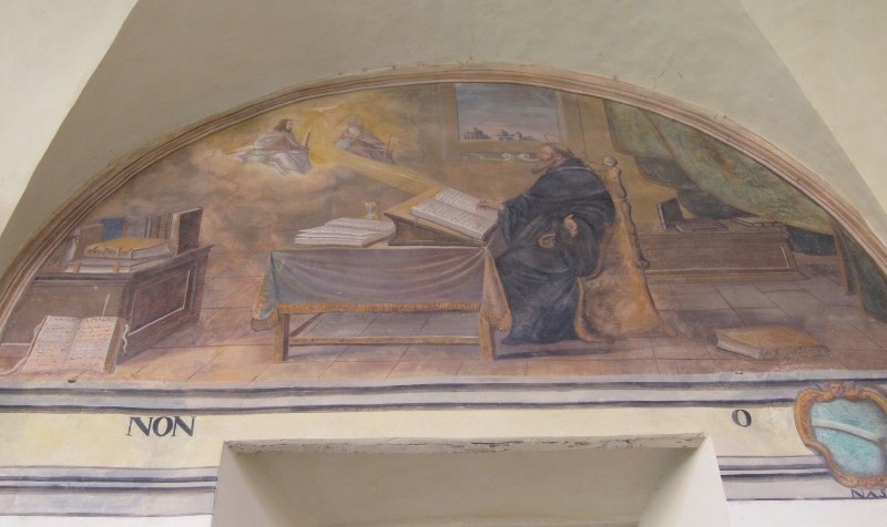 Agostino  rapito davanti alla Trinit, lunetta nel chiostro del convento agostiniano di Cortona
