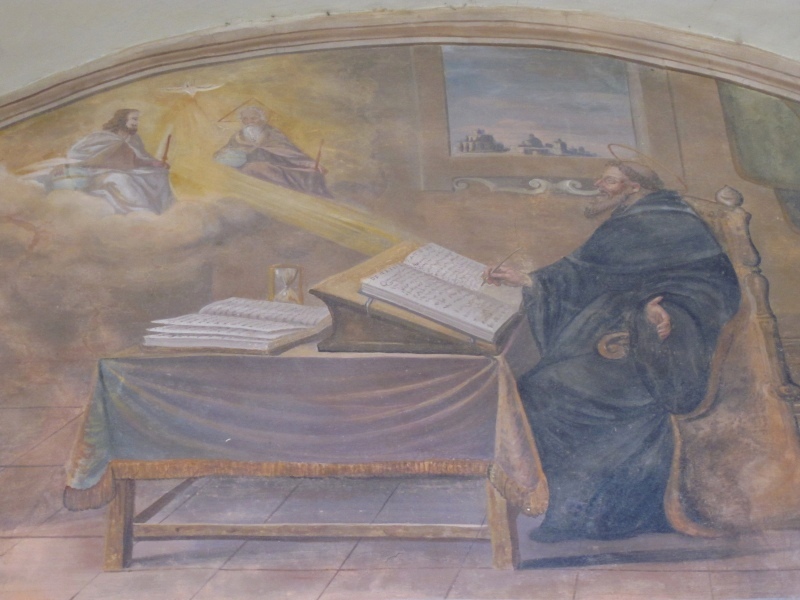 Agostino  rapito davanti alla Trinit, lunetta nel chiostro del convento agostiniano di Cortona