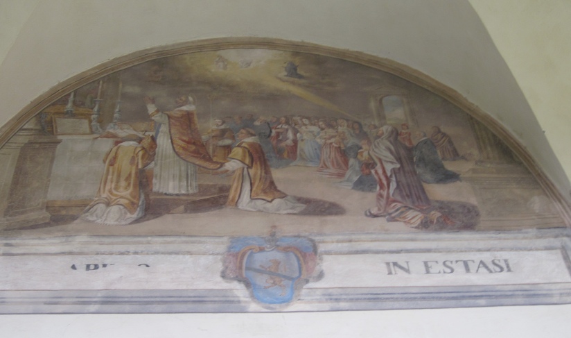 Agostino rapito davanti alla Trinit non vede una donna e mentre celebra la messa costei vede la Trinit, lunetta nel chiostro del convento agostiniano di Cortona