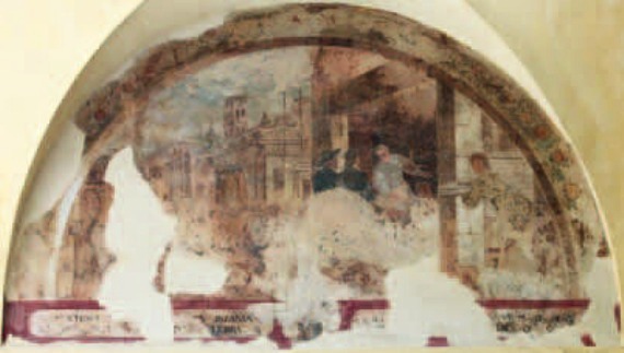 Il miracolo dei ceri a Valenza nel chiostro del monastero agostiniano di Fano