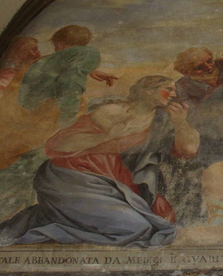 Giovanni da San Facondo guarisce una donna ferita mortalmente: particolare dei presenti