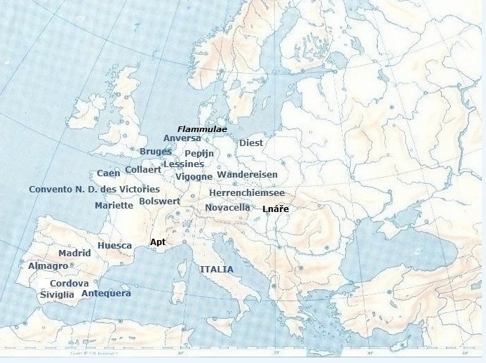 Localizzazione dei cicli agostiniani in Europa nel Seicento