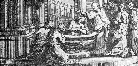 Il battesimo di Agostino, immagine dalla stampa di Jean Mariette