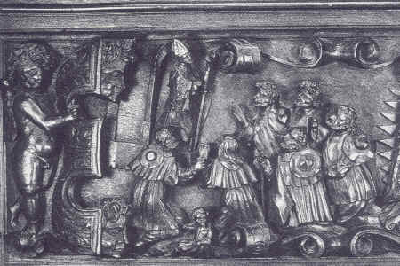 Agostino indica a dei pellegrini la via per giungere alla sua tomba a Pavia