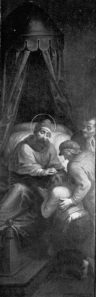 Agostino guarisce un malato nella Tavola dipinta da Martinus Pepijn per la Cappella dell'Ospedale di Santa Elisabetta ad Anversa