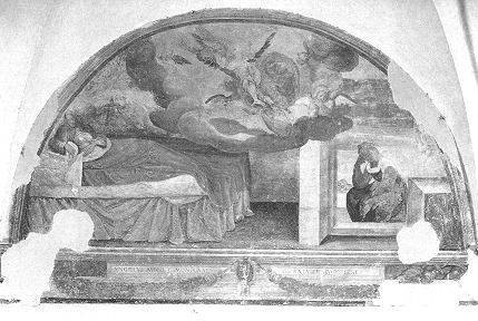 Un angelo predice a Monica la salvezza di Agostino, affresco di Adolfo Petrazzi nel Chiostro del convento di S. Agostino e Pietrasanta