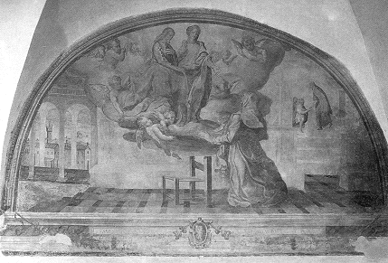 Monica chiede un figlio, affresco di Adolfo Petrazzi nel Chiostro del convento di S. Agostino e Pietrasanta
