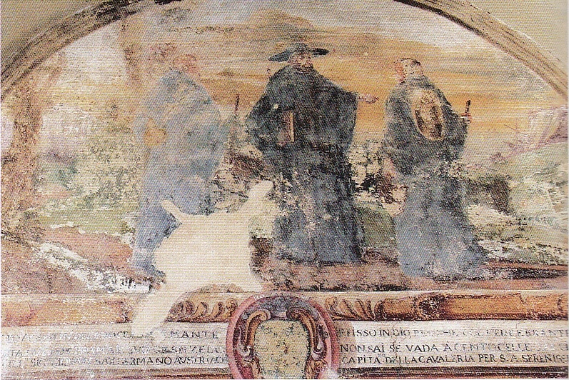 Agostino in visita agli eremiti del monte Pisano, lunetta del chiostro agostiniano di San Sepolcro