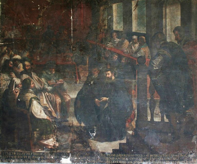Agostino confuta Fortunato, opera di Miguel de Santiago nel convento agostiniano di Quito