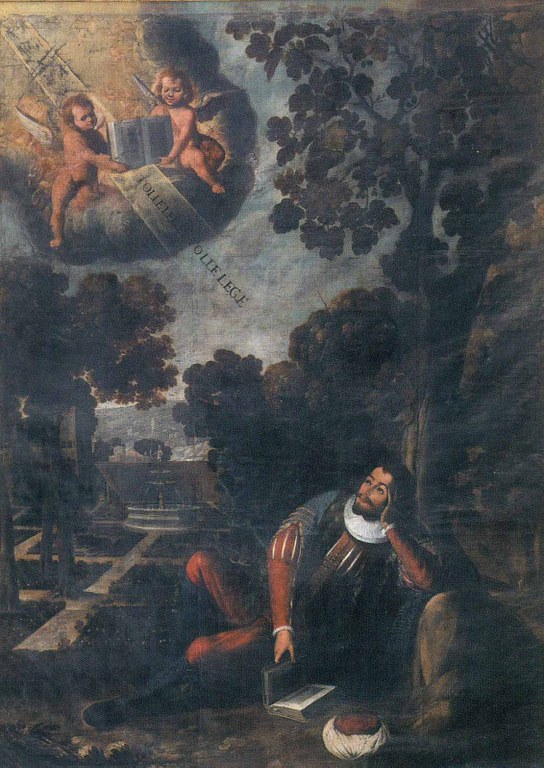 La rivelazione del Tolle lege, opera di Miguel de Santiago nel convento agostiniano di Quito