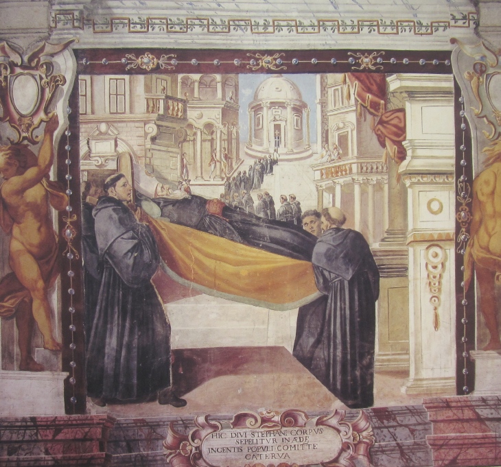 Affreschi di Ganassini nel chiostro della chiesa della SS. Trinit: I funerali di Agostino