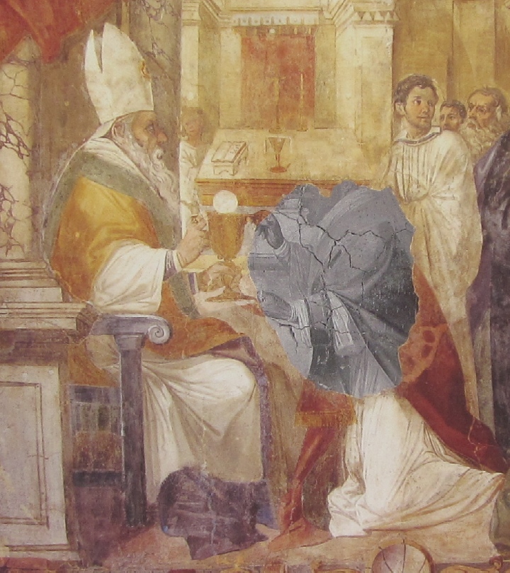 Affreschi di Ganassini nel chiostro della chiesa della SS. Trinit: Agostino ordinato sacerdote da Valerio vescovo di Ippona