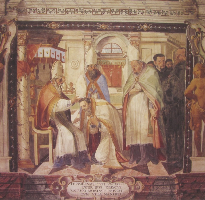 Affreschi di Ganassini nel chiostro della chiesa della SS. Trinit: Consacrazione a vescovo