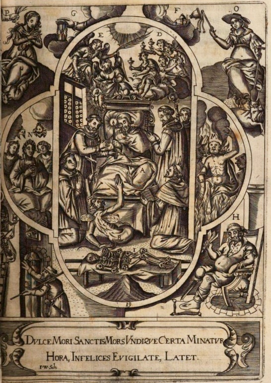 Morte di Agostino, stampa seicentesca di Johannes Wandereisen pubblicata nel 1631 a Ingolstadt