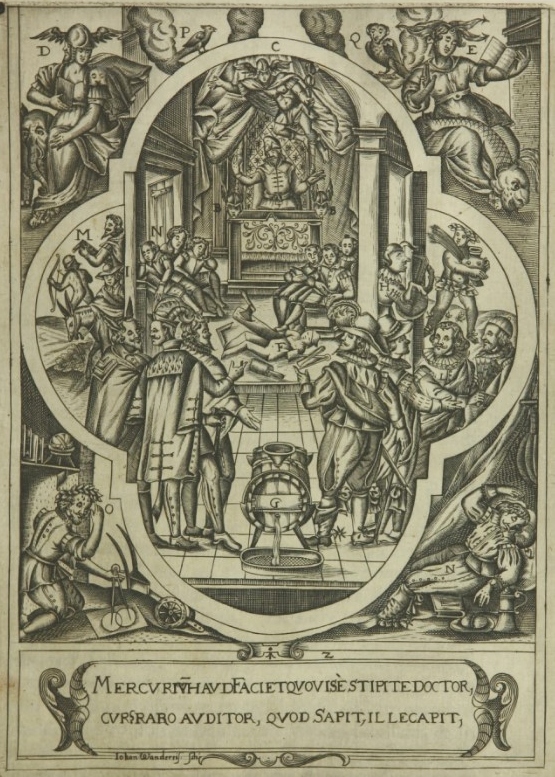 Agostino insegna retorica, stampa seicentesca di Johannes Wandereisen pubblicata nel 1631 a Ingolstadt