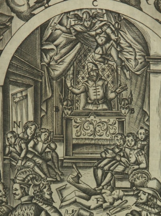 Agostino insegna retorica, stampa seicentesca di Johannes Wandereisen pubblicata nel 1631 a Ingolstadt