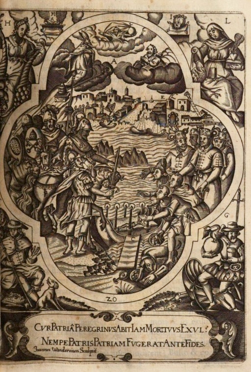 Traslazione del corpo di Agostino, stampa seicentesca di Johannes Wandereisen pubblicata nel 1631 a Ingolstadt