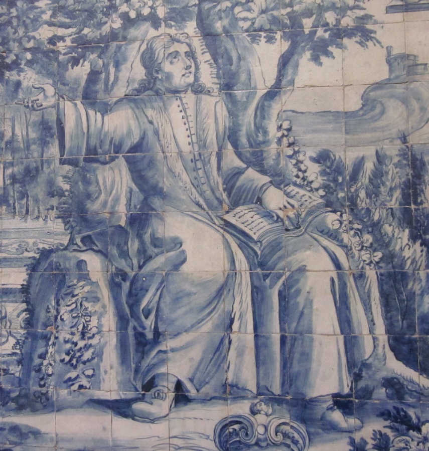 La scena del Tolle lege nel giardino della casa di Milano nell'anno 386 nella chiesa di santa Cruz a Coimbra